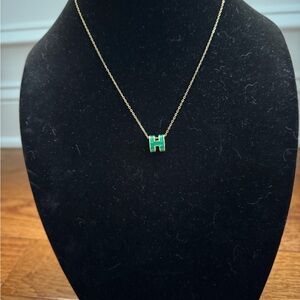 Kelly Green “H” Necklace 16” w/ 2” Extender